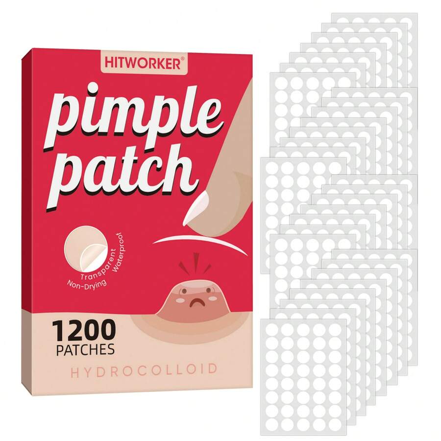 1200PCS Acne Pimple Patch For Covering Zits And Blemishes, Spot Cover Stickers For Face And Skin - Màu Hồng Tươi - Xem 1