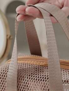 便携式透明网袋，沙滩包，旅行洗漱包，收纳袋，泳衣包，游泳沙滩旅行洗漱包，化妆包，化妆品收纳包，手提包，度假包，夏季度假必备，旅行必备，旅行配件，返校季，圣诞礼物，女士礼物，旅行必备，抽绳游泳洗漱包，旅行收纳桶袋 - 彩色 - 查看 10