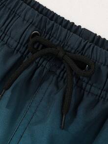 Tween Boy Ombre Print Drawstring Waist Swim Shorts - Green - View 5
