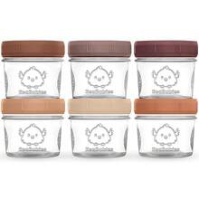 12pk 4oz Glass Baby  Containers With Lids - Leak-Proof, Microwavable Small Glass Jars, Baby Purees & Toddler Snack Storage Containers, Dishwasher & Freezer Safe (Nord) - Terracotta - View 1