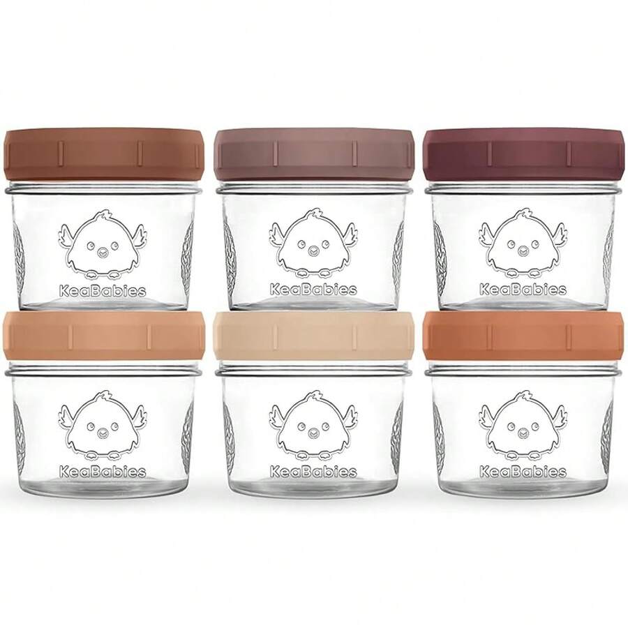 12pk 4oz Glass Baby  Containers With Lids - Leak-Proof, Microwavable Small Glass Jars, Baby Purees & Toddler Snack Storage Containers, Dishwasher & Freezer Safe (Nord) - Terracotta - View 1