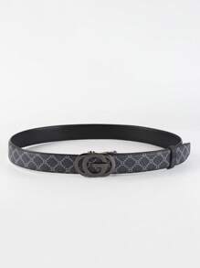 1 Piece Men's Double G Alphabet Element Alloy Buckle Belt High Quality Alloy Self-Buckle Belt Young Middle-Aged Casual Jeans Belt