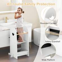 Multi-Purpose Kids Kitchen Tower Children Standing Tower Kids Stool Helper - White - View 7