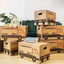 10 Large Strong Cardboard Boxes Moving House Packing Box 53cm X 30cm X 30cm 48 Litres With Carry Handles And Room List Organiser - Default - View 4