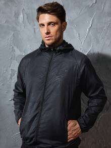 Men's Lightweight Jacket Outdoor Casual Windbreaker Waterproof Ultra-Light Solid Color Jacket Cycling Long Sleeve Coat - Black - View 6