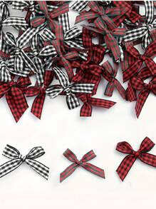 20 pezzi Confezione regalo di fiocchi natalizi - Fiocchi in tessuto scozzese classico rosso e nero, decorazioni natalizie senza batteria per Natale, Capodanno, decorazioni festive invernali, fiocchi per albero di Natale, accessori per la casa stagionali, pezzi decorativi realizzati, decorazioni natalizie, decorazioni per la casa, decorazioni natalizie, decorazioni per la stanza