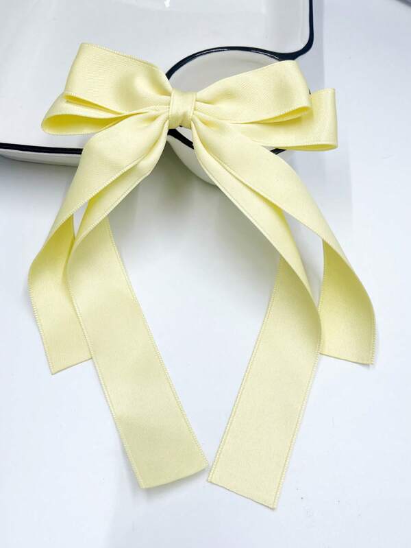 1pc Shiny Satin Bow Ribbon Large Clip-On Hair Accessory, Suitable For Everyday Wear, Party, Holiday Claw Clips Hair Claws Hair Barrettes
