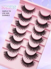 7 pares/sets de pestañas postizas de visón 5D cortas, rizado ruso DD, hechas a mano, naturales, esponjosas, delgadas y gruesas, al por mayor para maquillaje de ojos, tiras de pestañas, pestañas, pestañas postizas