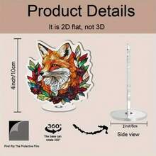 2D Rotating Acrylic Decor - Vibrant Painted Glass Art Of Red & Green Fox, 360° Rotating Holiday Decoration Suitable For Christmas, Seasonal Celebrations, Living Room, Bedroom, Kitchen, Unique Gift Idea, Artistic Fox Design