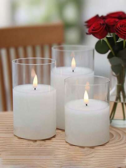 1/3 Peças Vela Eletrônica com Controle Remoto, Luz de Vela LED Realista, Alimentada por Bateria, Adequada para Decoração Interna/Externa, Atmosfera Romântica, Casamento, Pedido de Casamento, Natal, Dia dos Namorados, Festa de Feriado, Dia das Mães