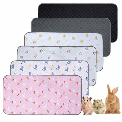 1pc/2pcs Hamster Mat, Machine Washable Hamster Pad With Variety Of Cute Printed Patterns, Waterproof & Absorbent Urine Pad, Rabbit Cage Mat, Dirt-Resistant Mat, Suitable For Small Animals Like Hamsters, Rabbits, Hedgehogs - 47" X 23"