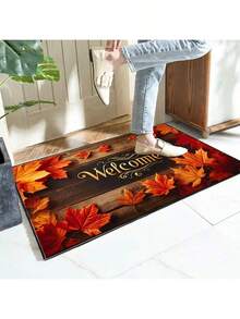Maple Leaf Pattern Welcome Doormat, Entrance Mat, Non-Slip, Dirt-Resistant, Easy To Clean, Suitable For Home Decor