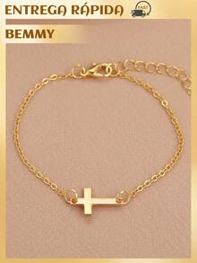 BEMMY 1 Piece Simple Cross Bracelet, Can Be Worn On Hands And Feet, Suitable For Women And Men For Daily And Party Wear - 金色 - 查看 3