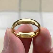 1pc 4mm Classic 18K Gold Plated Stainless Steel Ring, Gold Or Silver Color, Minimalist Curved Plain Design, Elegant Wedding & Anniversary Jewelry Gift, Non-Fading Stainless Steel Fashion Accessory, Minimalist Luxury Design, Suitable For Engagement Or Wedding Ring, Perfect For Proposal And Engagement