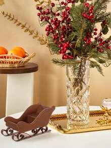 2pcs/1pc Santa's Sleigh Miniature Landscape Display Decoration Gift, Snowman Reindeer Sleigh Container Suitable For Christmas, Christmas Eve, Theme Party, Shopping Mall, Home Decor, Surprise Gift For Loved Ones, Friends, Perfect Party Favor