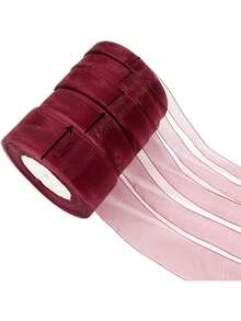 12-38mm Burgundy Transparent Chiffon Organza Ribbon Christmas Ribbon Jewelry Display Packaging Flowers Gift Wrap Bows DIY Party Decoration
