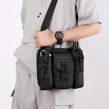 新款旅行户外休闲单肩斜挎包，带水瓶和雨伞架，适合中老年人