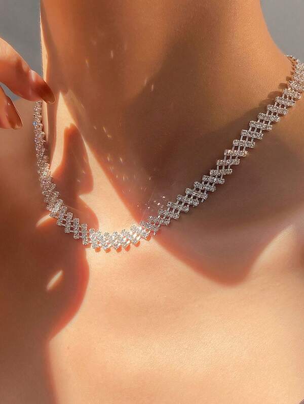 European And American Fashion Full Diamond Jewelry Set Luxury Necklace Wedding Party Banquet Accessories