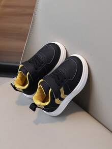 1 Pair Spring/Autumn New Kids Sports Shoes, Lightweight Girls Casual Sneakers, Soft Sole Toddler Shoes - Black - View 6