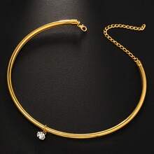 A New Water Drop Collar Personality Gold Circle Adjustable Collar Elegant Versatile Necklace Vacation Party Gift - 銀色 - 查看 3