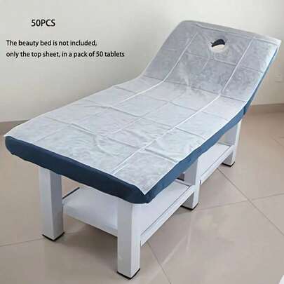 50/100 Disposable Massage Sheets With Perforated Design - 80cm X 180cm Soft Durable Non-Woven Fabric Suitable For Spa, Tattooing, Waxing & Massage Tables - Hygienic Easy-Clean Body Wrap Liners, Treatment Bedding | Open Center Design