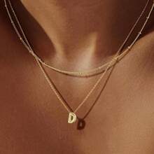 2pcs/Set 26 Letter Necklace & Clavicle Chain, Copper Material, Delicate & Minimalist Design, Suitable For Commuting, Women Accessories
