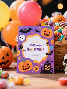 个性化花卉万圣节贺卡、手写节日派对邀请卡、留言卡、礼品装饰卡、创意鬼魂卡通邀请卡、主题派对用品、适合定制万圣节派对邀请卡、可定制任何场合邀请卡、无信封、用于学校用品、返校