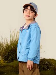 mini bala Áo khoác chống gió, chống nước, có mũ trùm đầu cho trẻ em SoftSkin Unisex ngoài trời - đại dương xanh - Xem 2