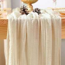 2 piezas Mantel de mesa de estilo bohemio en color marfil y crema de tela de queso, adecuado para baby shower, decoración de boda, fiesta festiva, mesa de comedor