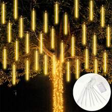 Battery Powered Meteor Shower LED String Lights, Fairy Christmas Wreath Lights, Christmas Tree Decorations, For Holiday, Halloween, Party, Home Eaves Window Icicle Lights