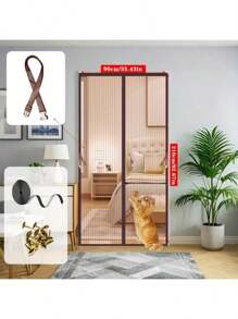 AIYYIPA Cortina de malla magnética para puerta, nuevo diseño con tiras magnéticas completas y autoadhesivas, cortina antimosquitos para sala de estar y dormitorio