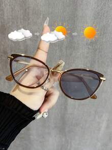 1 件装金属猫眼镂空轻质装饰室内电脑镜，户外变色时尚眼镜，多用途 - 彩色 - 查看 14