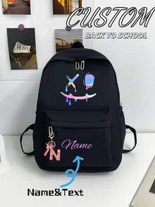 定制专属背包，印上个性化姓名或节日祝福。定制您的专属背包。全新开学季背包，男女学生皆宜，采用尼龙拉链设计，休闲百搭，适合大学生、初中生和小学生。您可以印上姓名、字母、幸运数字等。