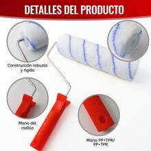 Paint Roller Kit With Frame & Tray (Red) - 9-Inch Wall Painting Tools Set For DIY Home Renovation - Burgundy - View 6