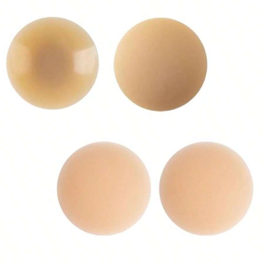 QY Cake Nipple Cover Set Seamless Clear Adhesive Silicone Pasties For Women Reusable Adhesive Breast PetalWheatish Nude 8380 - 如圖 - 查看 1