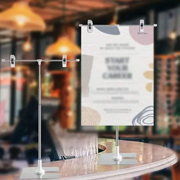 1pc Supermarket POP Poster Stand, Stainless Steel Magnetic Poster Display Easel, Desktop POP Poster Rack For Promotion,For School Supplies,Back To School