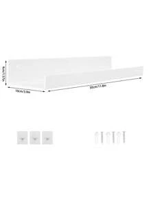 1/2/3/4/6件白色亚克力悬浮式搁板展示架，免打孔壁挂式幼儿园儿童书架，墙壁悬挂式收纳工具，浴室壁架和收纳架