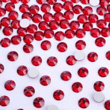 SS3-SS60 Deep Red High Quality Glass Flat Bottom Diamond With 12 Equal Cut Facets, Suitable For DIY Jewelry, Clothing And Other DIY Projects
