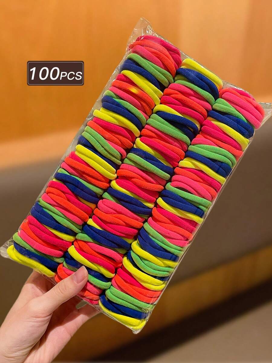 100pcs Colorful Hair Scrunchies, Non-Damaging Elastic Hair Ties, Suitable For Daily And Party Use, Recommended Hair Accessory Gift,Travel,Birthday