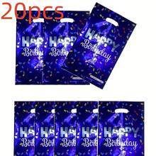 20 个/40 个生日礼品袋，粉色、海军蓝、浅蓝色、白色混合色，带星星、五彩纸屑、“生日快乐”字母图案礼品袋，生日主题礼品袋，用于送礼、生日庆祝、活动、派对、铝箔礼品袋、礼品袋、手提袋