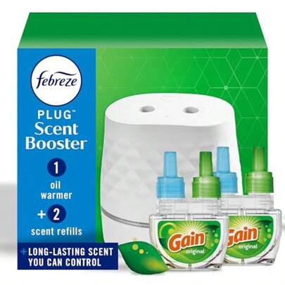 FjcFebreze Plug Scent Booster Starter Kit Oil Diffuser Air Freshener Plug In Continuous Scent Device + 2 Gain Original Refillsyq