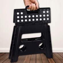 FOLDING STOOL CHAIR ANTI-SLIP STEP BLACK LADDER. Folding Step Stool - Large Size Kitchen Folding Step Stool For Adults Space Saving Folding Stool, Heavy Duty Foldable Stool-Black Kitchen/Bathroom/Camping. FISHING STOOL, FISHING CHAIR. - Black - View 7