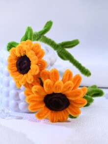 1 件黄色向日葵花头带，甜美时尚的女孩发饰，适合节日、派对、返校、发带、发箍