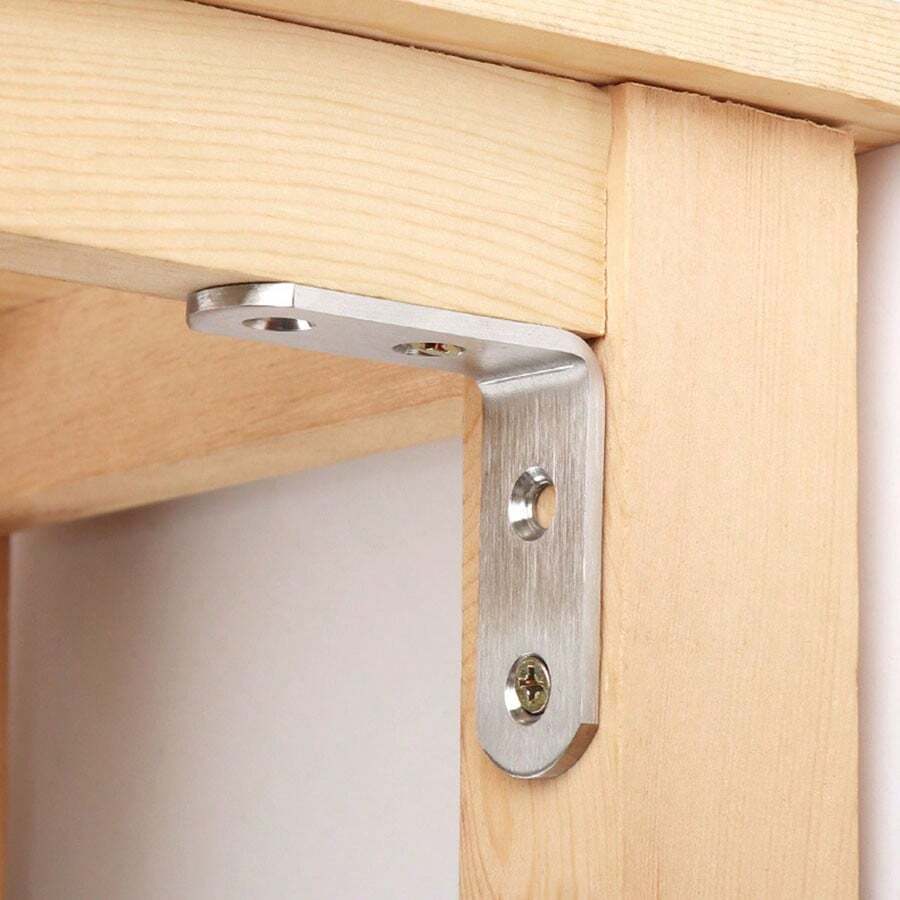 Kątowniki ze stali nierdzewnej, pogrubione wsporniki półek w kształcie litery L o kącie 90 stopni, łączniki sprzętowe do stołów, krzeseł i mebli