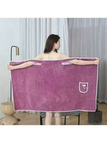 1pc Thickened Coral Fleece Bathrobe, Suitable For Bathing, Home Use, Adult Women, Absorbent Bath Towel