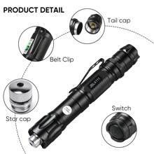 1pc Powerful 532nm Green Laser Pointer Pen With Star Cap, Portable Handheld Flashlight With Charger And 18650 Battery For Outdoor Camping Hiking/Presentation/Teaching Demonstration