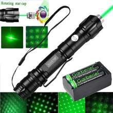 1pc Powerful 532nm Green Laser Pointer Pen With Star Cap, Portable Handheld Flashlight With Charger And 18650 Battery For Outdoor Camping Hiking/Presentation/Teaching Demonstration