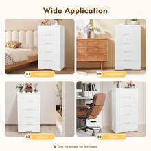 Plastic Drawers Dresser Storage Cabinet, 5 Drawer Stackable Vertical Clothes Storage Tower, Bedroom Tall Small Chest Closet, Organizer Unit For Hallway Entryway, Home Furniture - White - View 6