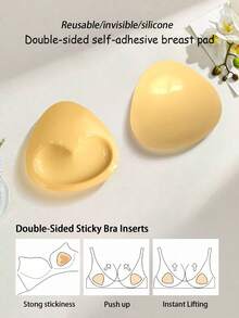 1 Pair Silicone Thickened Invisible Bra Pads For Women, Self-Adhesive Cleavage Enhancer, Prevents Slipping, Suitable For Swimwear, Bikini, Dresses, Rejects Empty Cups - Multicolor - View 13
