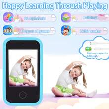 Mini Lern-Handy Spielzeug mit 32GB Karte, 2,8" Touchscreen mit süßer Pinguin Silikonhülle, Dual-Selfie-Kameras + Musikplayer, 10 Fabeln & 26 Buchstaben Lernen, perfektes Halloween & Weihnachtsgeschenk für Jungen Mädchen 3-12 Jahre